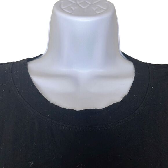 Patrizia Luca Black Pullover Top Long Puff Sleeves Sheer Stretch Small Italian - Picture 3 of 10